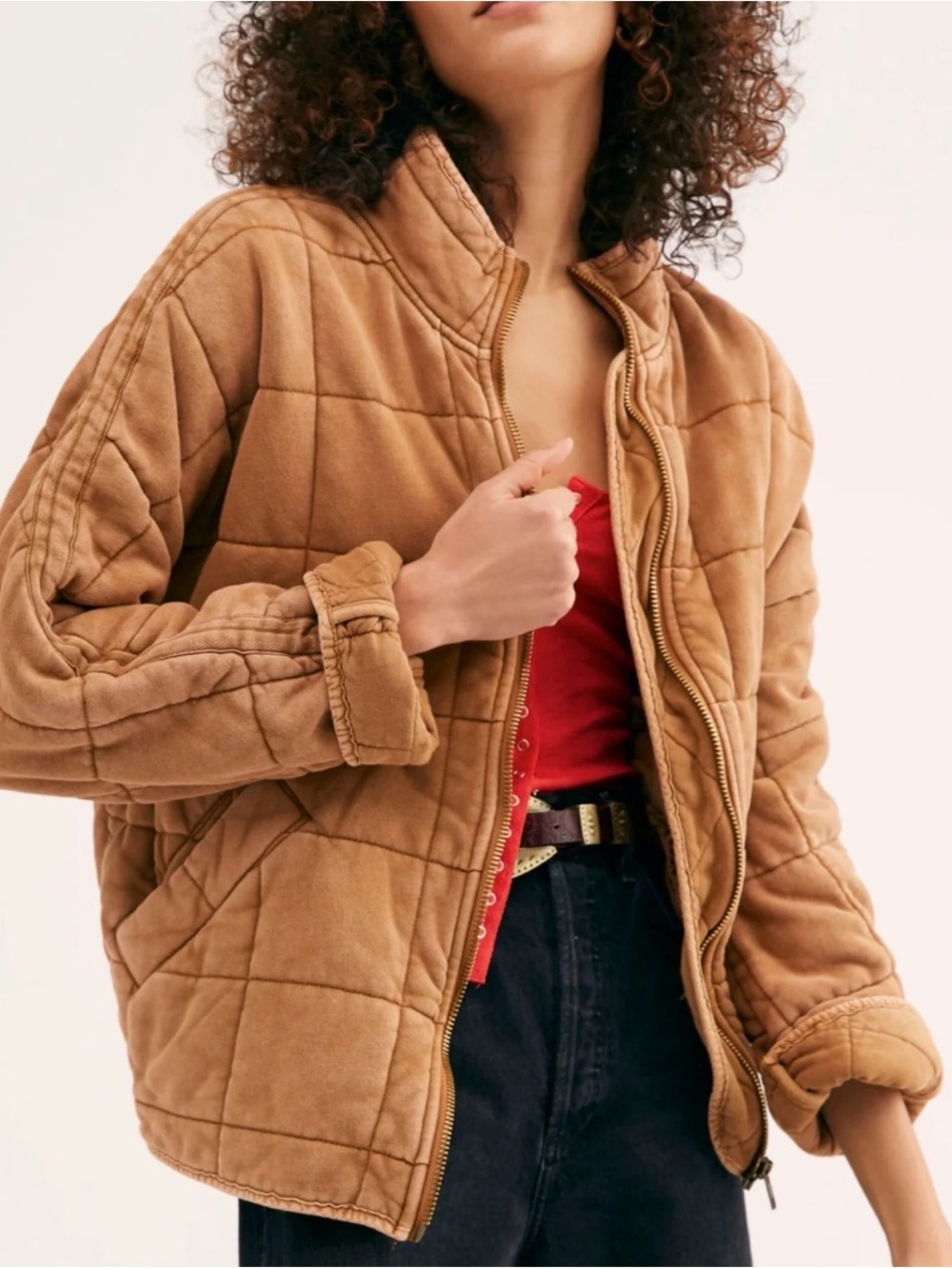 Free People Dolman Quilted Jacket in Mushroom